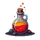 Pixel Art: magma potion (generated with AI by sandacz).
