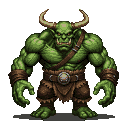 Pixel Art: brutal ogre (generated with AI by sandacz).
