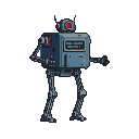 Pixel Art: robo mailman - - mail box on 2 legs tech advanced