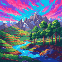 Pixel Art: scenery with vivid palette
