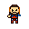 Stout, pixelated character with a blue axe held high, wearing a red and blue outfit.