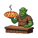 Pixel Art: orc selling pizza