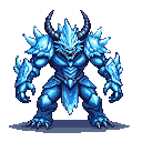 Pixel Art: ice demon (generated with AI by sandacz).