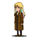 Melancholy Woman in Vintage Coat: Pastel Hair, Enigmatic Gaze