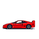 Pixel Art: red ferrari f40 sideview