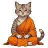 Pixel Art: cat monk in orange outfit