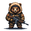 Pixel Art: Bear Russian Task Force (generated with AI by Rivdan Shapeshifter).