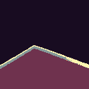 Cozy pixel art bedroom with dark purple walls and floor, lit by warm, soft lighting.