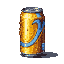 A solitary aluminum beer can with a blue wave design on a black background.