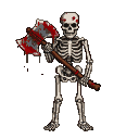 Pixel Art: skeleton with bloody axe