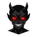 Pixel Art: demon with anime style over drawn face