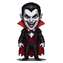 Pixel Art: vampire with huge head full body