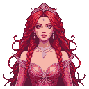 Pixel Art: portrait of beautiful raspberry princess