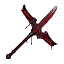 A menacing double-bladed battleaxe with glowing red runes etched into its blades and haft.