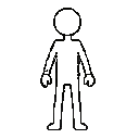 A stick figure, composed of a single, unbroken line, stands with arms slightly extended.
