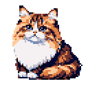 Pixel Art: make a persian cat (generated with AI and edited by pixel).