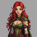 Shy Redhead Elf Blushes: Forest Green Enchantress