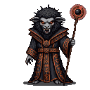 Pixel Art: humanoid sheep evil wizard - game monster