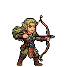Pixel Art: set of elves with different weapons and outfits