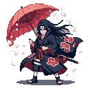 Pixel Art: Itachi Uchiha (Naruto) (generated with AI by Tynvar Spirit).