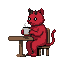 Pixel Art: devil cat drinking coffee (generated with AI and edited by sandacz).