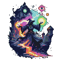 Pixel Art: A surreal mage bending reality itself, melting architecture ...