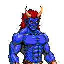 Pixel Art: blue devil classic fighter character