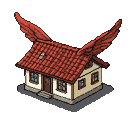 A cozy house with a terracotta roof and feathered wings, ready to fly.