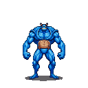 Pixel Art: blue crab man classic fighter character full body