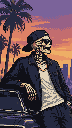 Pixel Art: skeleton waiting portrait in gta cover style