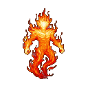 Humanoid fire elemental composed of flickering orange, red, and yellow flames.