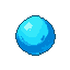 Translucent blue sphere with gradient highlights and shadows against a black background.