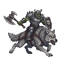 Pixel Art: orc riding on wolf