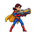 Pixel Art: superhero girl with bluster gun