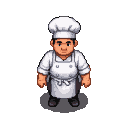 Pixel Art: cook npc character sprite top down 3-4 perspective