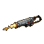 Sci-fi weapon resembling a plasma cutter, with glowing red accents and an erupting orange plasma beam.