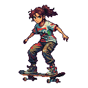 Pixel Art: skater girl