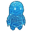 An amorphous, translucent humanoid figure made of shimmering blue water with two pale blue pixel eyes.