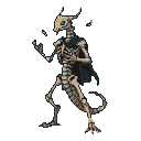 Pixel Art: bone salamander hero humanoid