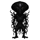 Pixel Art: black alien with wierd body