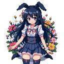 Pixel Art: Sakurajima Mai (Rascal Does Not Dream of Bunny Girl Senpai) (generated with AI by Tynvar Spirit).