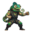 Pixel Art: fighter character with chameleon head