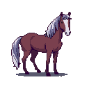 Auburn horse with silvery-blue mane and tail, white facial blaze, on black background.