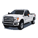 A white Ford F-450 pickup truck shown in a three-quarter front view against a black background.