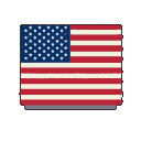 USA flag with blue field of stars and red and white stripes, rendered in pixel art with a subtle grey shadow.