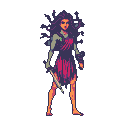 Pixel Art: medusa with sword