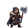 Pixel Art: set of elves with different weapons and outfits