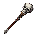 Pixel Art: skull staff game asset