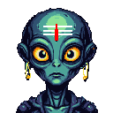 Alien Portrait: Luminous Eyes, Cultural Bindi, Cosmic Contemplation