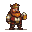A stout, jovial character with a prominent mustache, wearing a rustic jacket and a crown, holds a frothy beer mug.